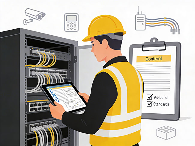 Commercial cabling field team and project delivery visual